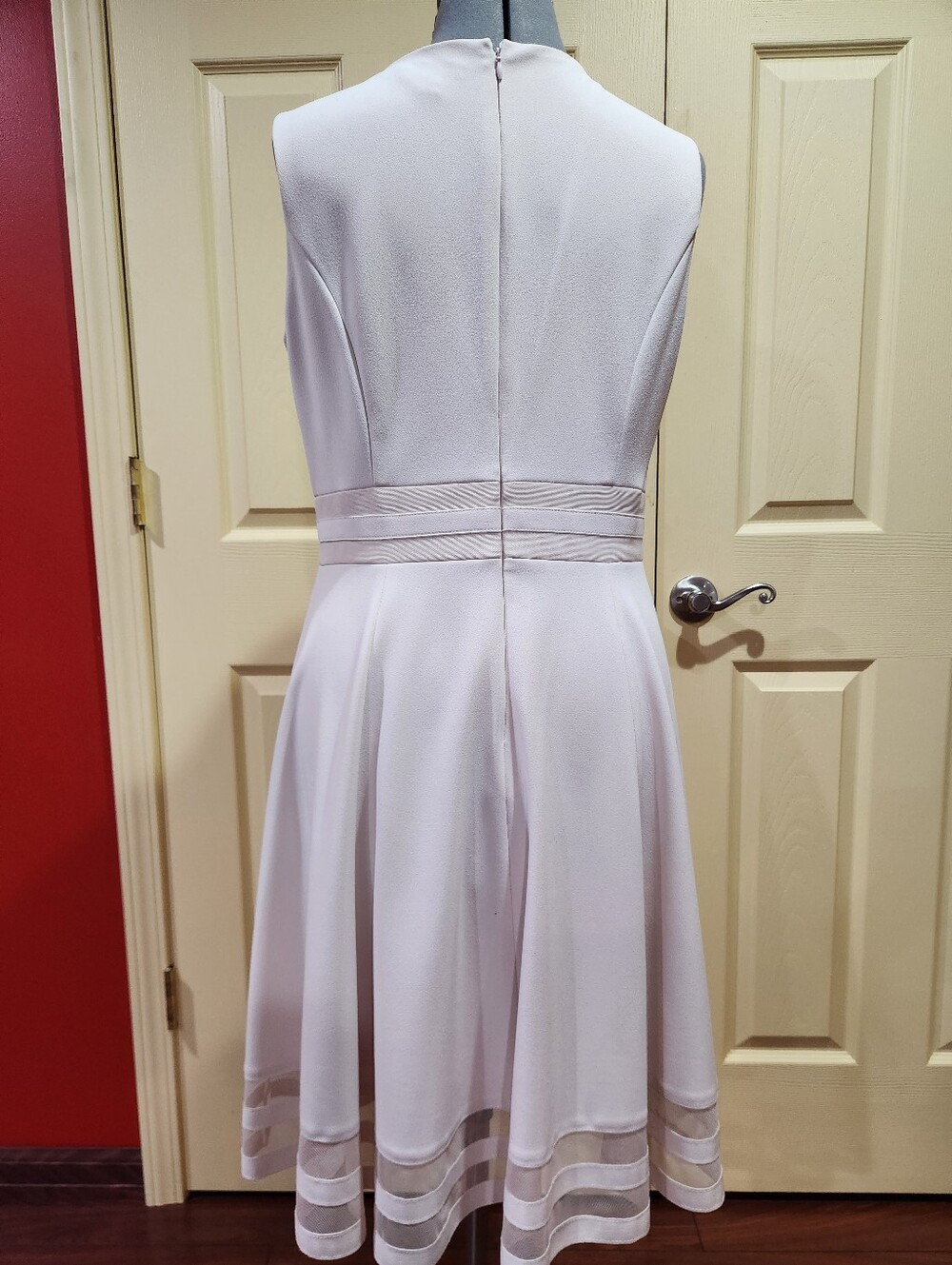 Calvin Klein Fit & Flare Blush Pink Color Sleeveless Midi Dress, Size 12 - Picture 7 of 8